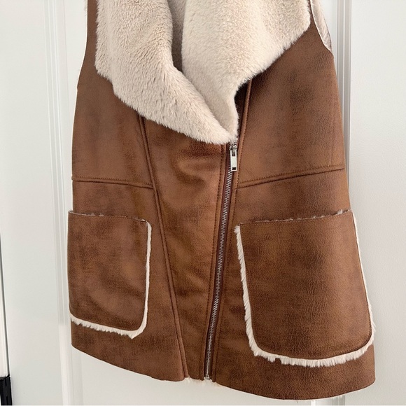 Fall Faux Fur & Faux Suede Leather Vest - Boho / Thanksgiving - Picture 5 of 15